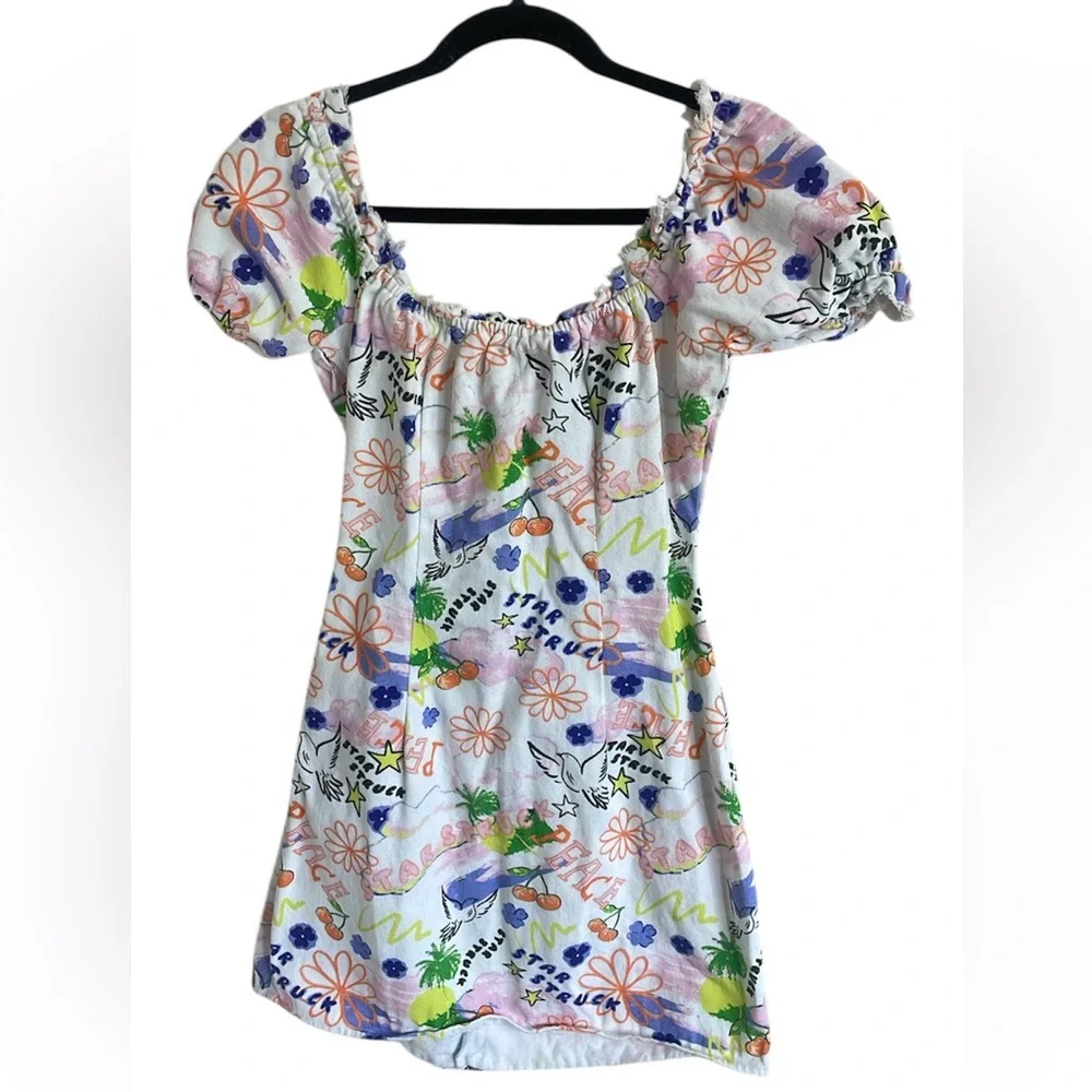 ASOS Design 90s Style Bright Peace Print
Square Neck Twill Mini Dress - Picture 3 of 7